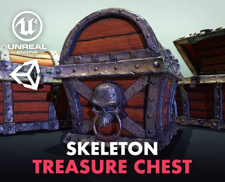 Skeleton Treasure Chest - Game Ready