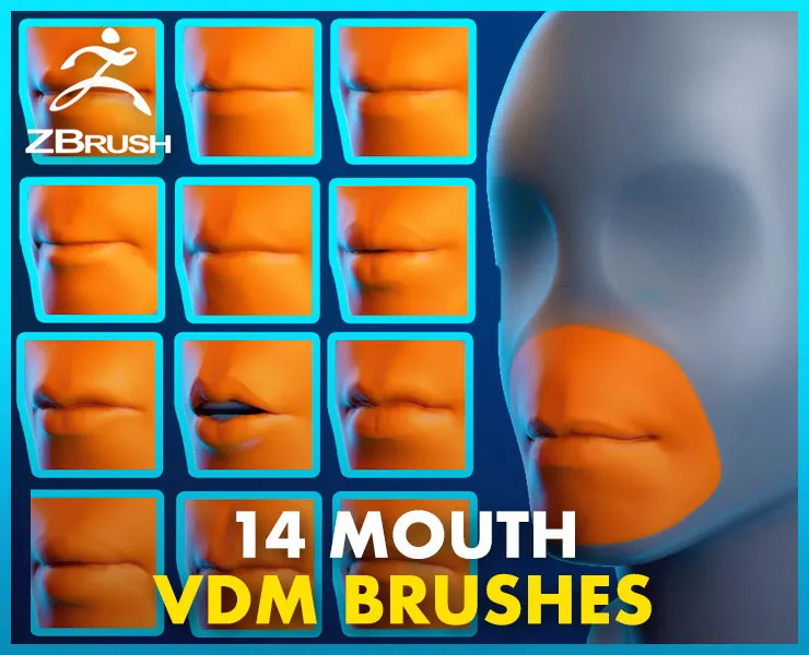 ZBrush - 14 Mouth VDM Brushes