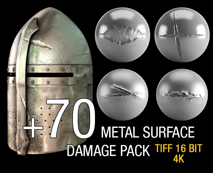 +70 Metal Surface Damage ALPHA PACK (tiff 16bit, 4K)