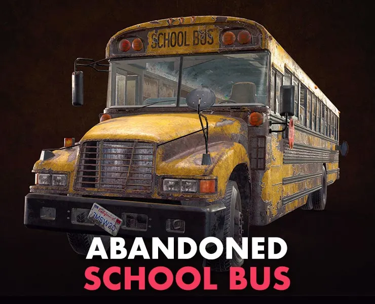 Abandoned School Bus - Low Poly