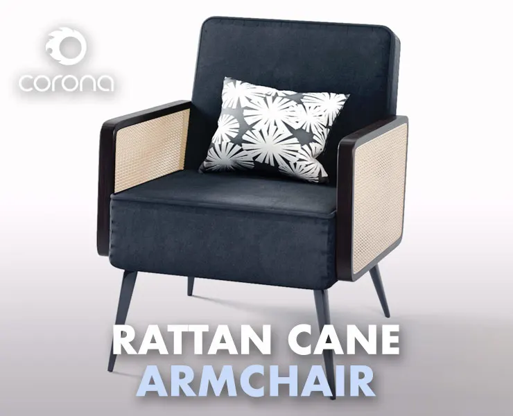 Armchair - Rattan Cane Velvet 3 Color