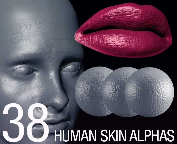 38 Human Skin Alphas 4K & 2K