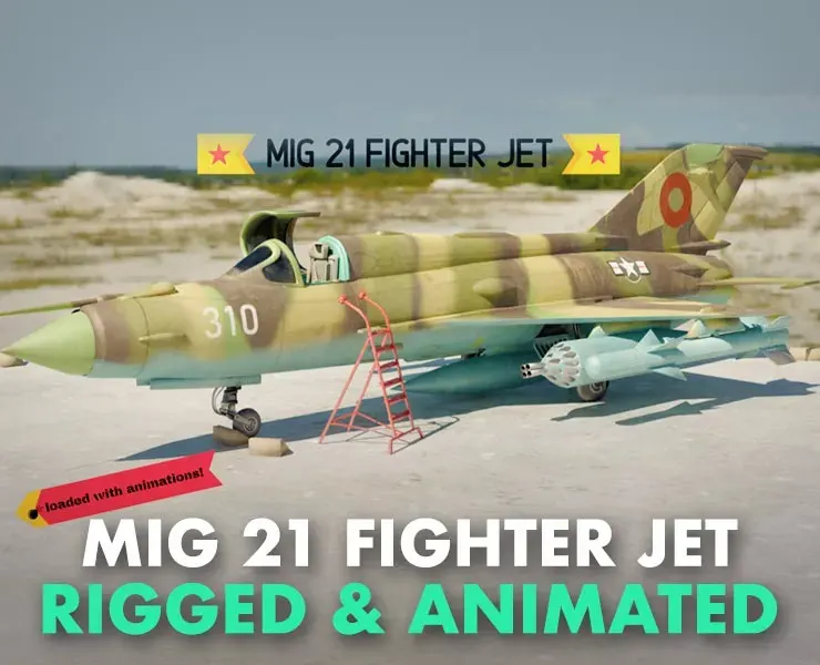 MiG 21 - Rigged & Animated with Interior - M1