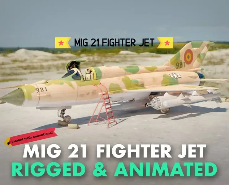 MiG 21 - Rigged & Animated with Interior - M4