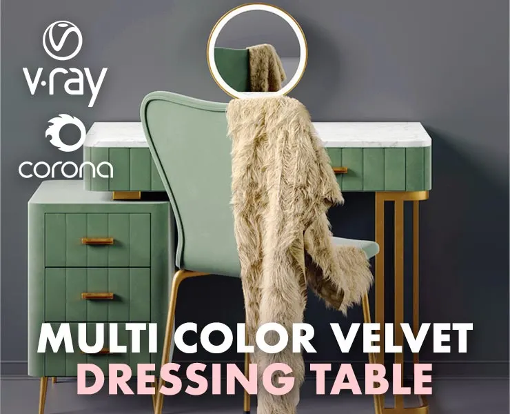 Multi Color Velvet Dressing Table