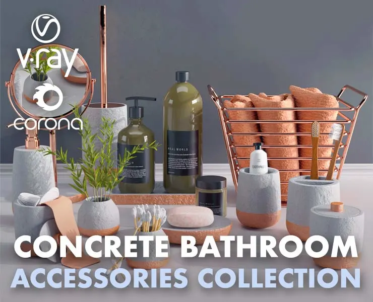 Concrete Bathroom Accessories Collection 01