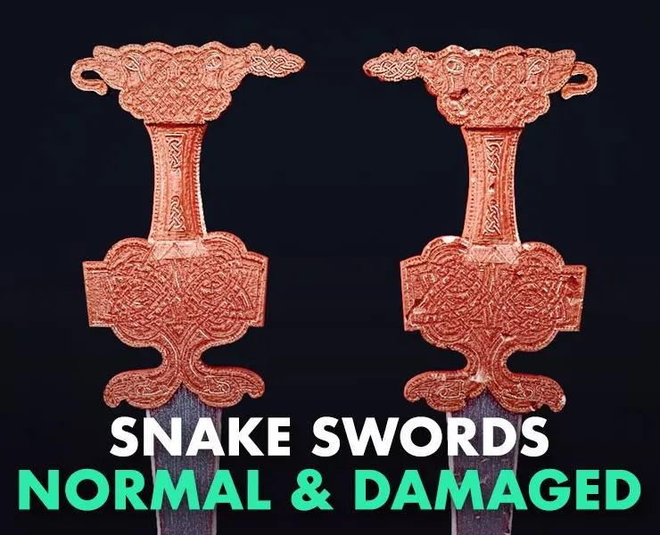 2 Snake Swords (Normal & Damaged) - LowPoly