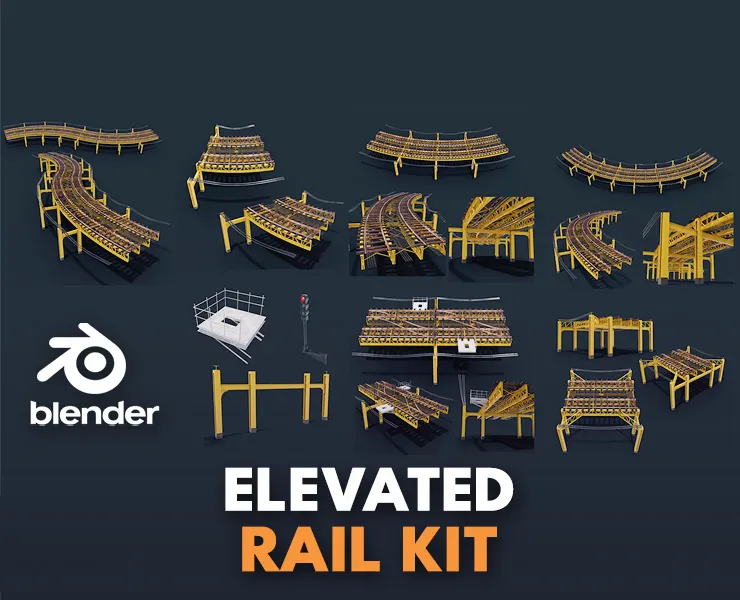 Kitbash - Elevated rail and tracks for inner city train metro commute