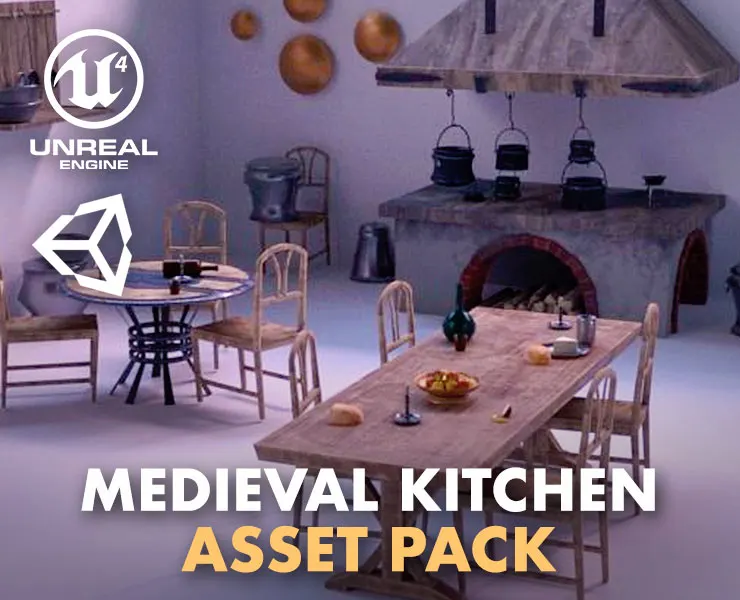 Medieval Kitchen Low Poly AR VR Asset Pack