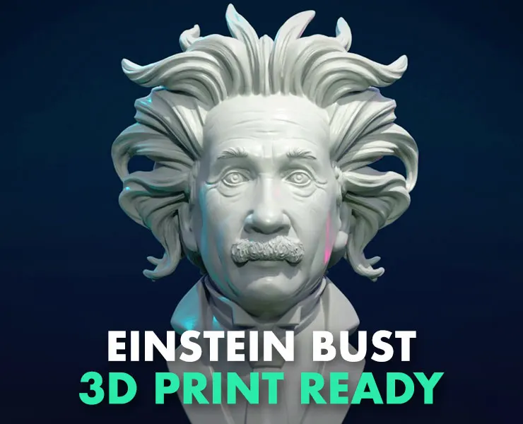 Einstein Bust - 3D Print Ready