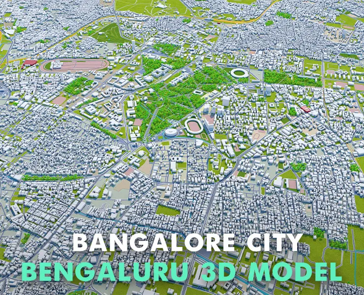 Bangalore City Bengaluru 3D Model 40km