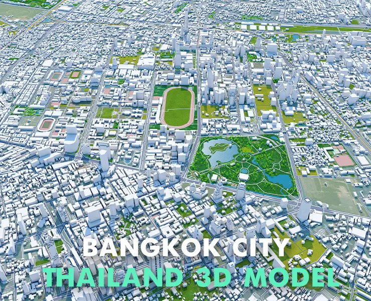 Bangkok City Thailand 3D Model 70km