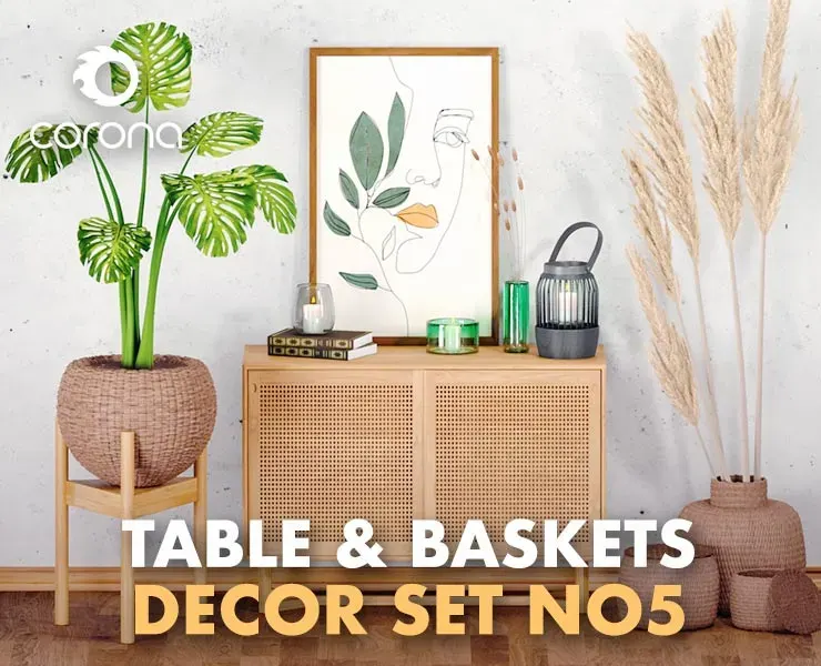 Decor Set No5 - By Rattan Table & Baskets