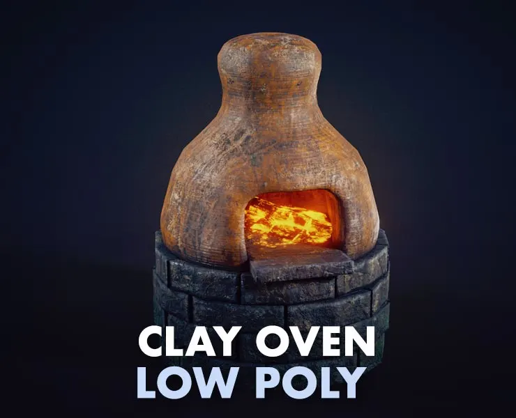 Handmade Clay Oven Low Poly 3D Model