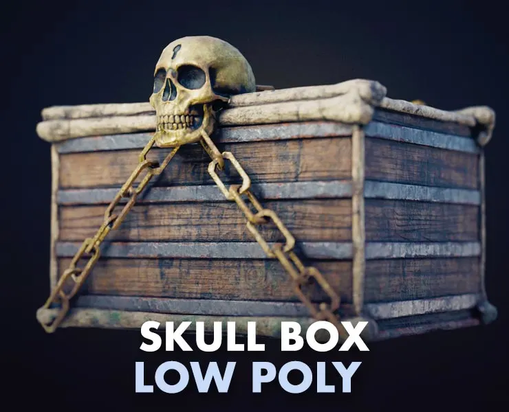 Skull Box Low Poly 3D Model