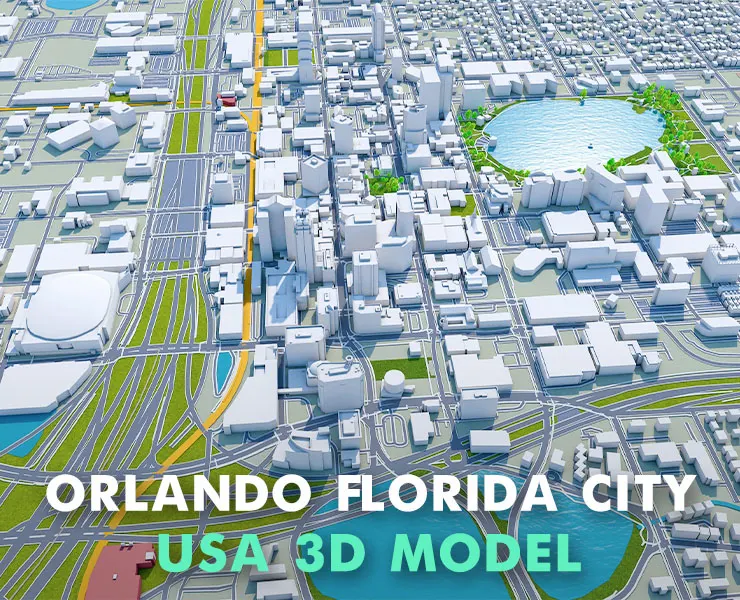 Orlando City florida 3D model 80 KM