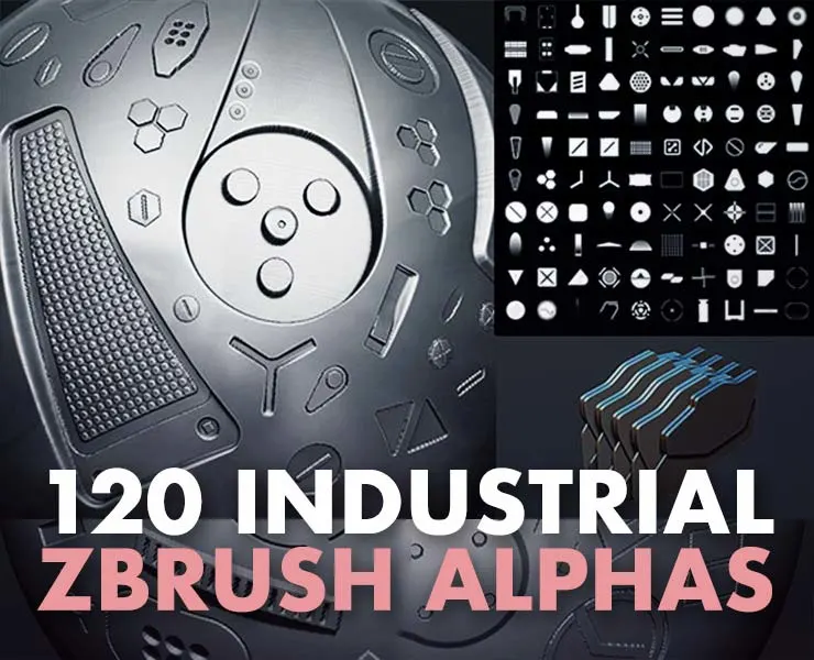 120 Industrial ZBrush Alphas