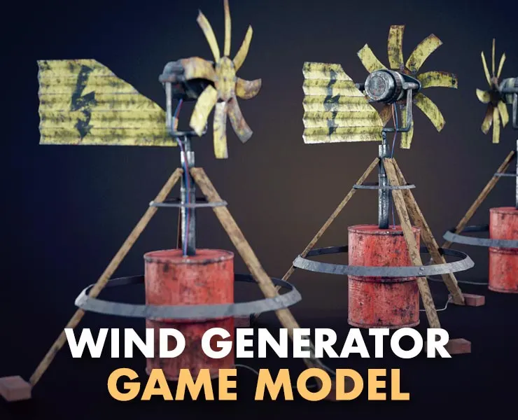 Handmade Wind Generator Low-Poly 3D Model