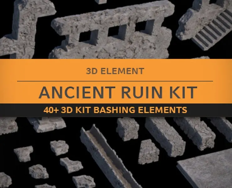 Ancient Ruin Kit 40+Ruin Kit-Bash Elements