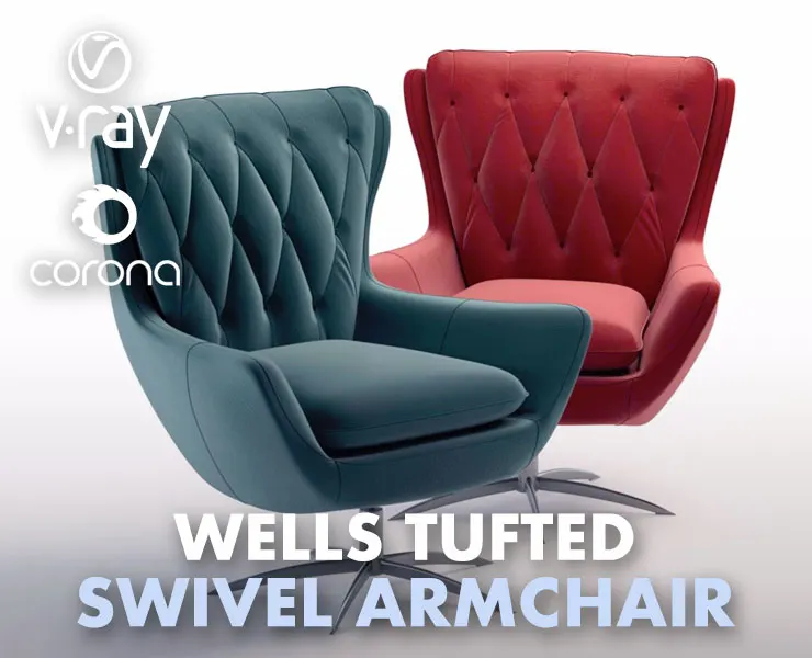 Wells Tufted Leather Swivel Armchair