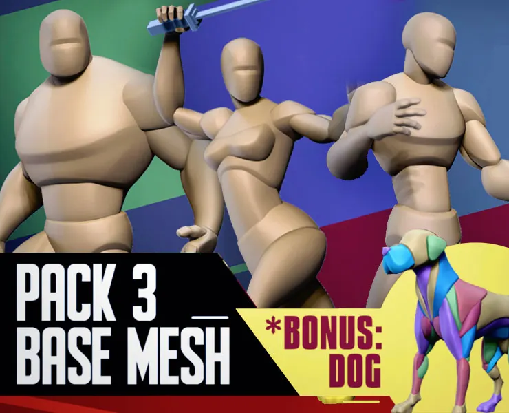 Stylized Basemesh Pack of 3