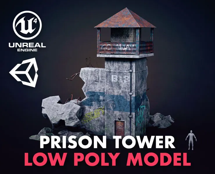Prison Tower Low-Poly 3D Model