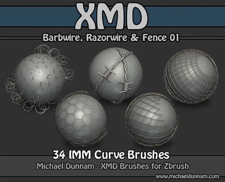 XMD - Barbwire, Razorwire & Fence ZBrush IMM Brushes