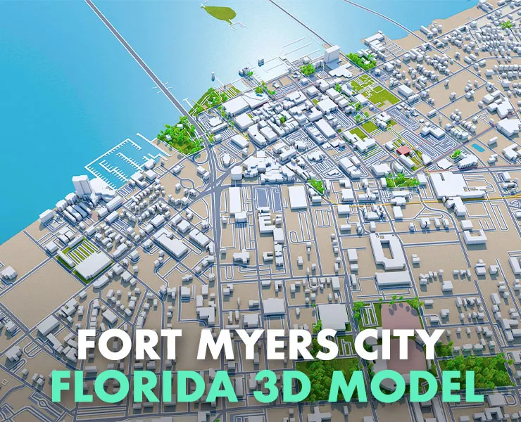 Fort Myers City Florida 3D Model 30 KM