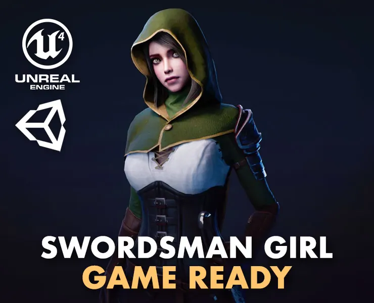 Swordsman Girl - Game Ready