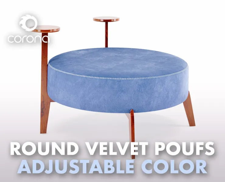 Poufs Vol 4 - Round Velvet Pouf by Adjustable Color