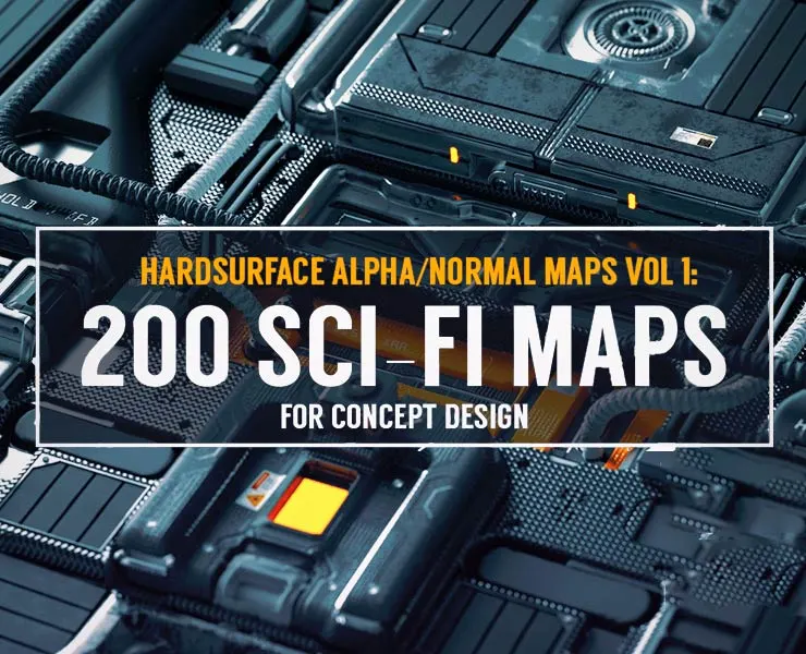 Hardsurface Alpha/Normal Maps Vol 1: 200 Sci-Fi Maps