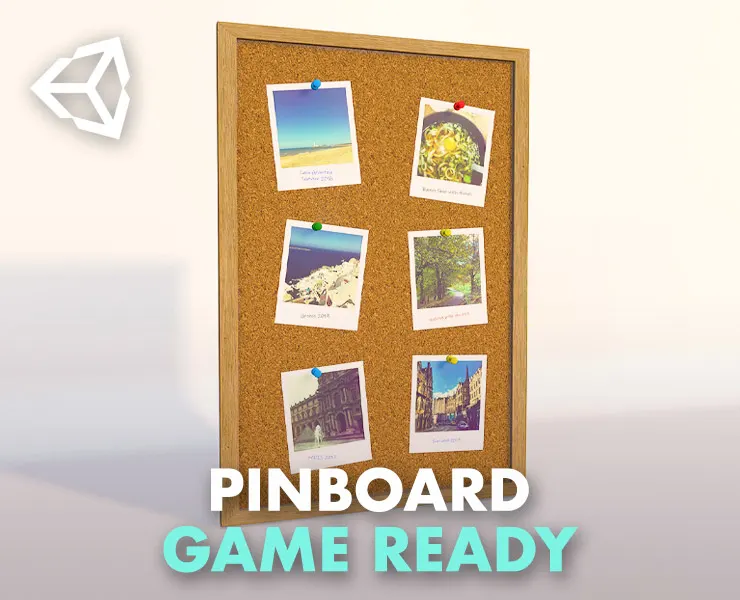 Pinboard With Polaroid – PBR Game Ready