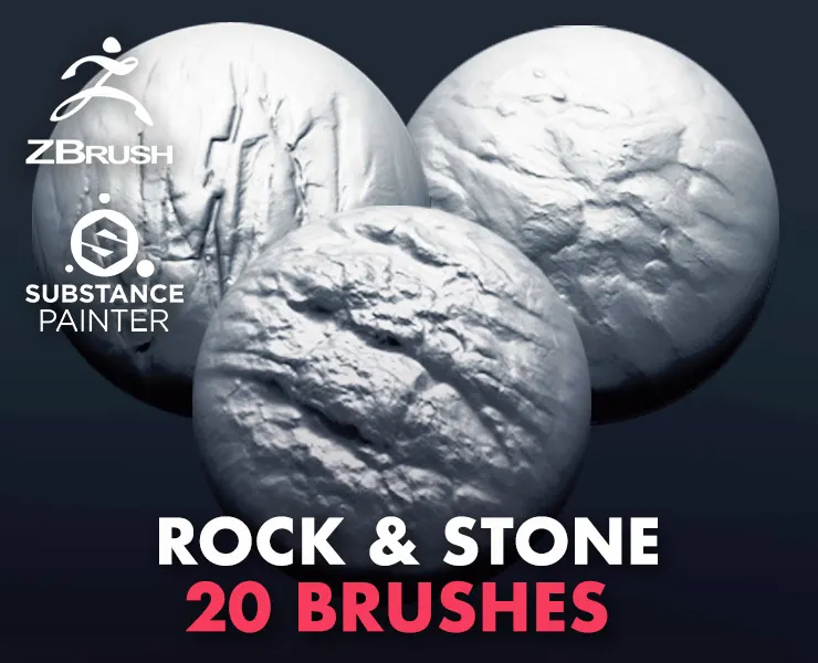 Rock & Stone Brushes for ZBrush (20 VDM + Alphas PSD)