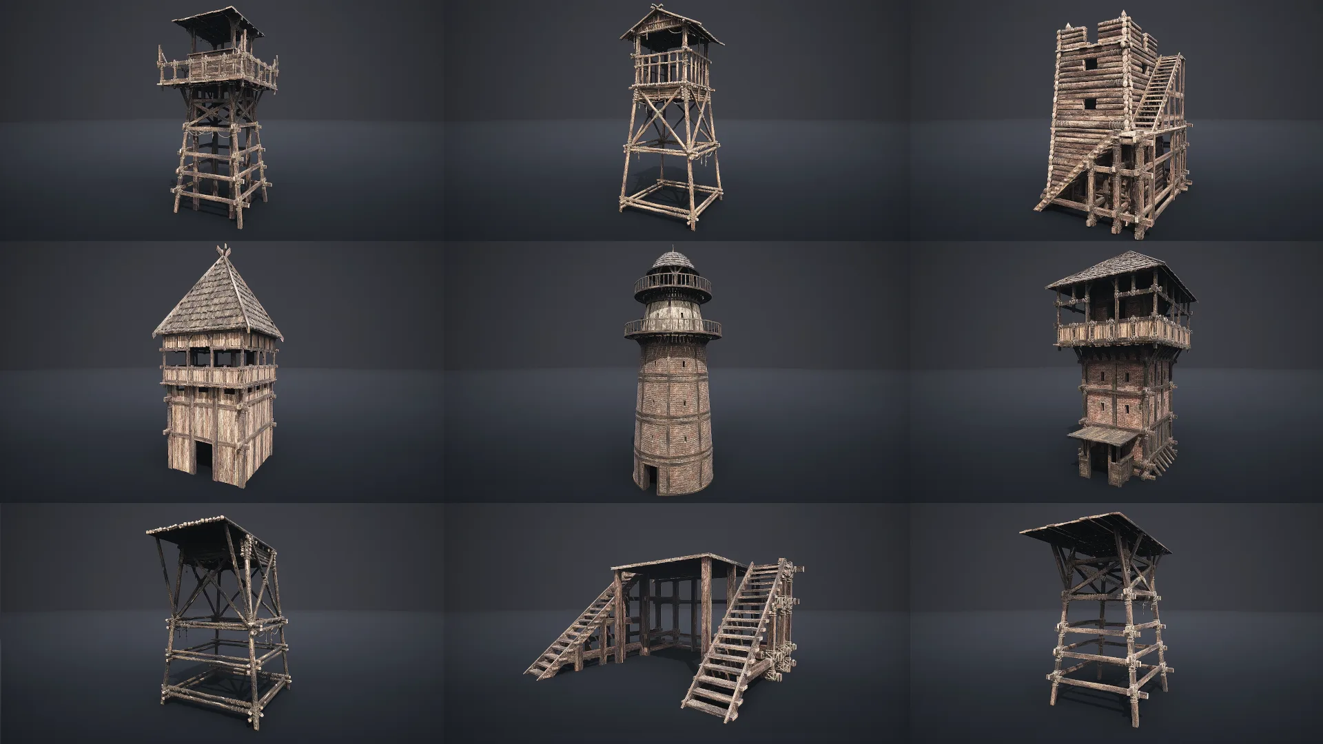 WATCHTOWER PLATFORM MEDIEVAL SLAVIC TOWER VILLAGE COLLECTION AAA