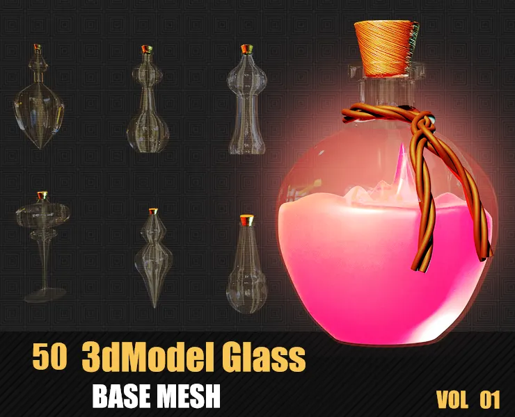 50 3D Glass Models Base Mesh In Maya