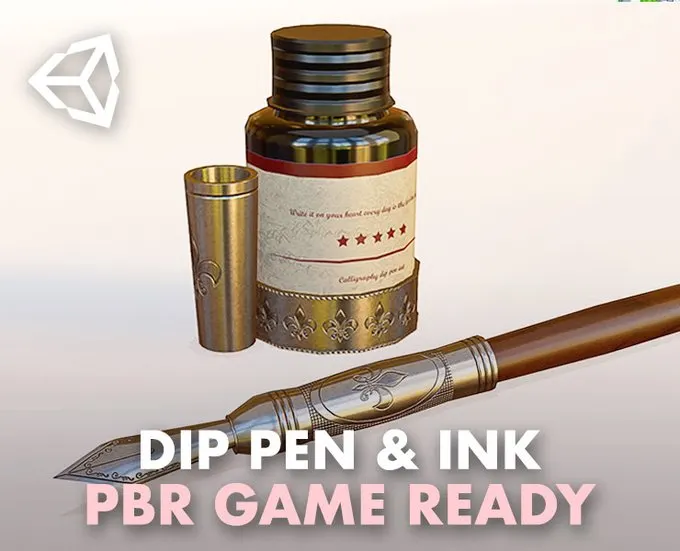 Dip Pen With Ink Container – PBR Game Ready