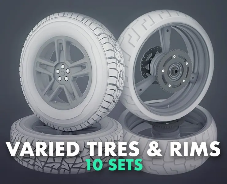 10 Varied Tire & Rim Sets