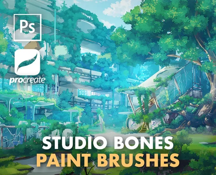 Studio Bones Inspired Paint Brushes ( Photoshop + Procreate )