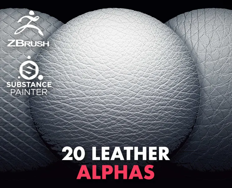 20 Leather Alphas Vol.3 (ZBrush, Substance, 2K)