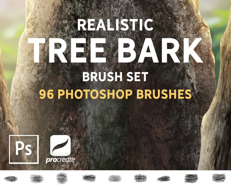 Realistic Tree Bark Brush Set