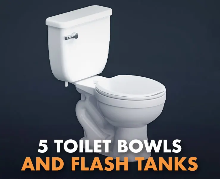 5 Proflo Toilet Bowls and Flash Tanks