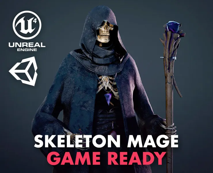 Skeleton Mage - Game Ready