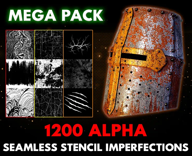 1200 Hand Painted Alpha Seamless and Tileable Stencil Imperfections (MEGA Pack) - Vol 11