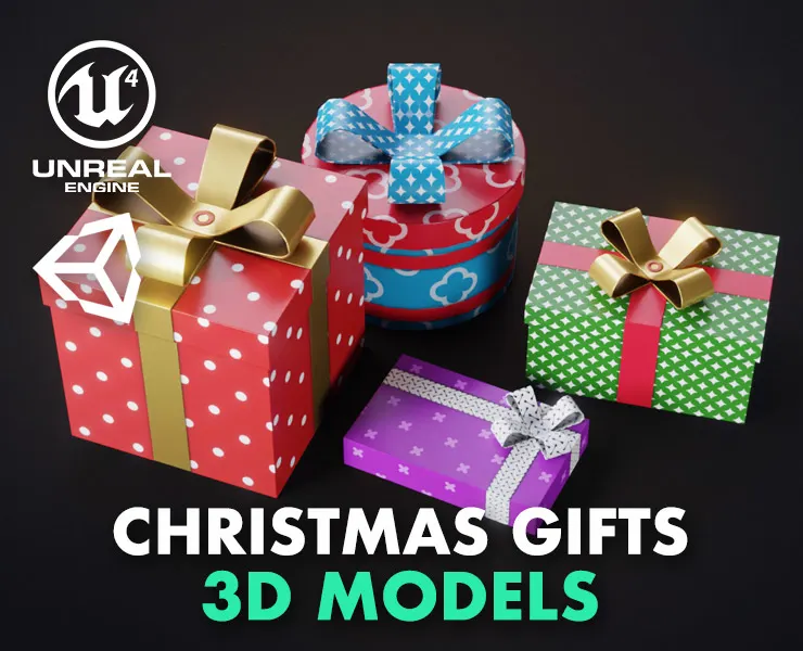 Christmas Gifts 1 Low-poly 3D Model