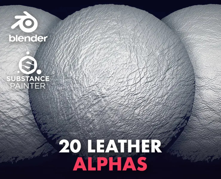 20 Leather Alphas Vol.4 (ZBrush, Substance, 4K)