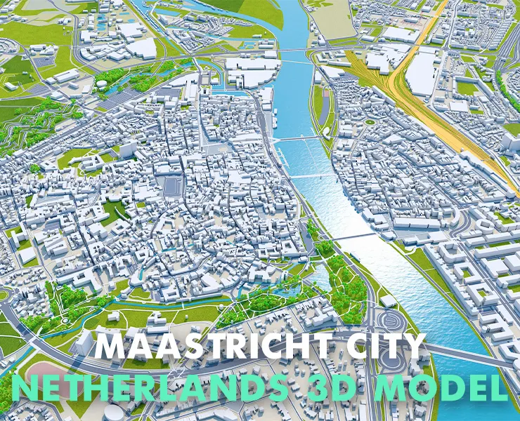 Maastricht City Netherlands 3D Model 50KM