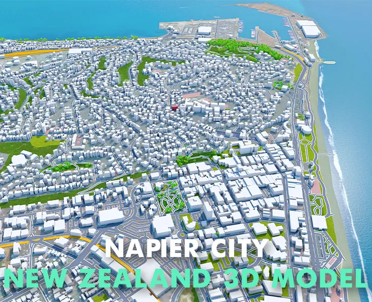 Napier Hastings City New Zealand 3D Model 60KM