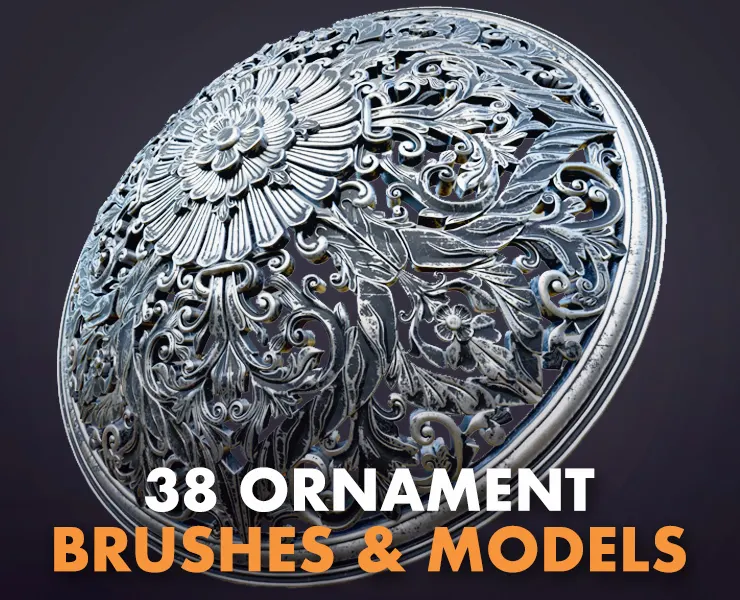 38 Ornament Brushes + 3D Models + 4K PBR Textures