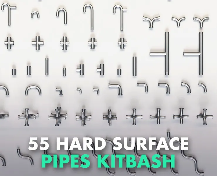 55 Hard Surface Pipes Kitbash + IMM Brush