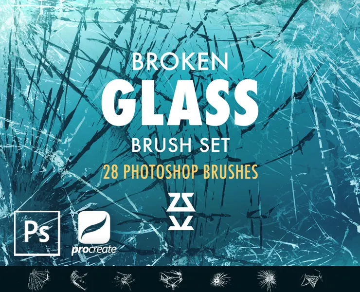 Broken Glass Photoshop Brush Set